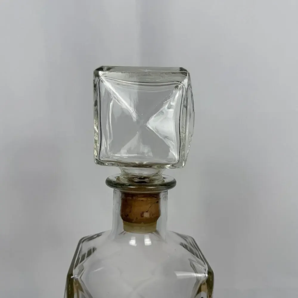 Mid-Century Modern Triangular Design Liquor Bottle/Decanter Clear Glass 12